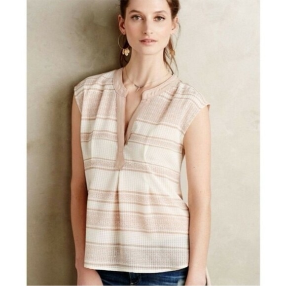 Postmark • Egress Tan Cream Split Neck Tank Top/Cap Sleeve - Picture 7 of 7